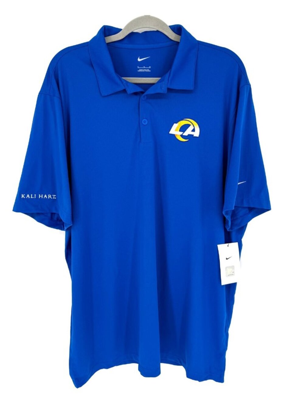 Nike LA Rams X 2024 VIP Tailgate with Kali Hart Blue Golf Polo Mens XL (NWT)